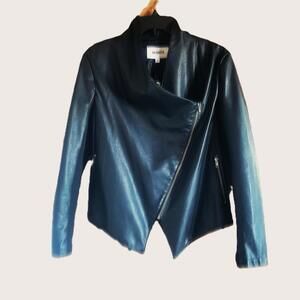NWT BB Dakota "Gabrielle" Faux Black Leather Asymmetrical Jacket Moto - Size L